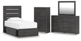 J&M Furniture - Ashley Furniture - Hollivern Twin Panel Storage Bed, Dresser, Mirror and Chest - Twin Panel Storage Bed, Dresser, Mirror and Chest - PCB2108B26