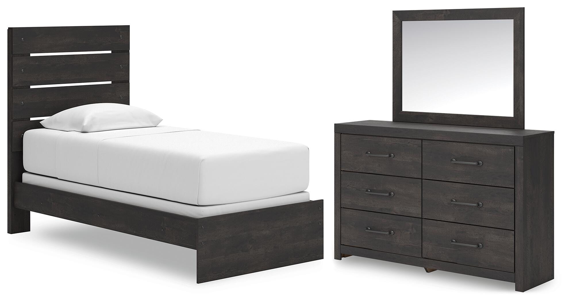 J&M Furniture - Ashley Furniture - Hollivern Twin Panel Bed, Dresser and Mirror - Twin Panel Bed, Dresser and Mirror - PCB2108B13