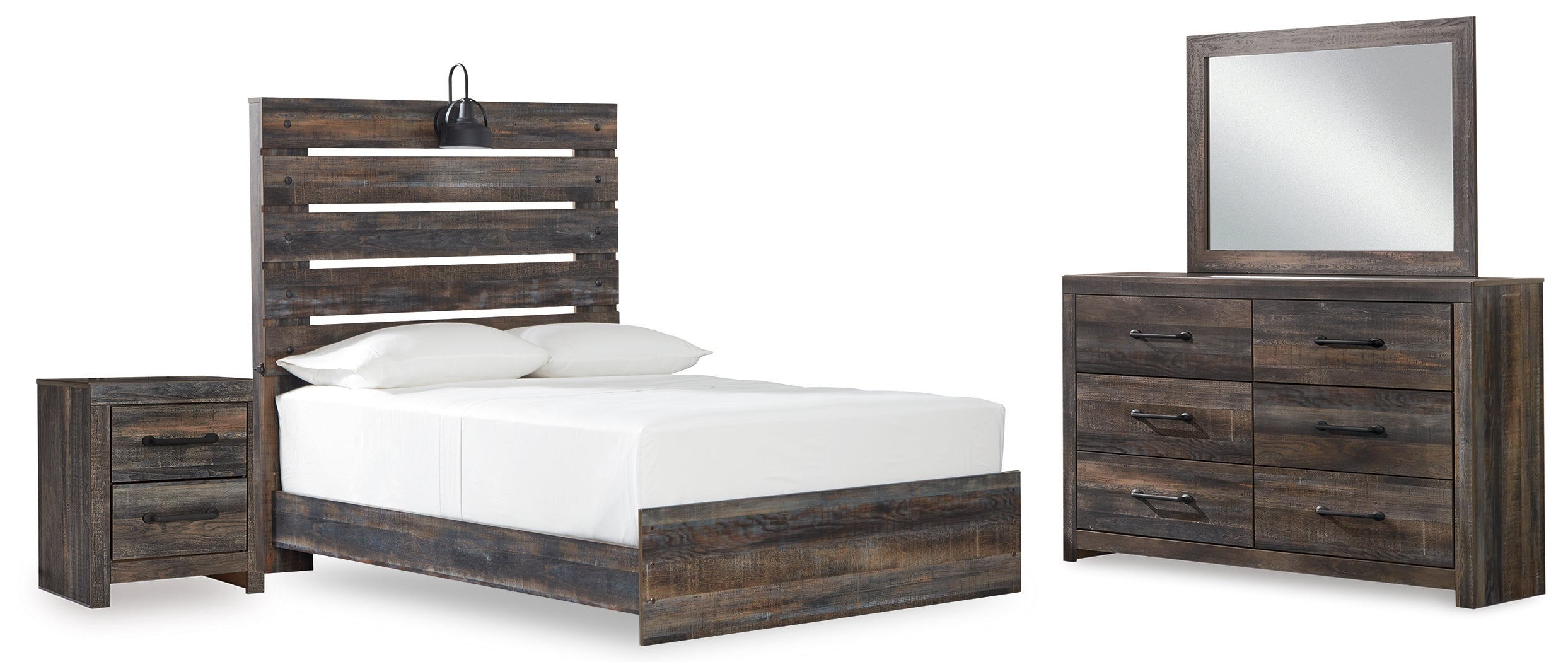 J&M Furniture - Ashley Furniture - Drystan Full Panel Bed, Dresser, Mirror, and Nightstand - Full Panel Bed, Dresser, Mirror, and Nightstand - B211B60