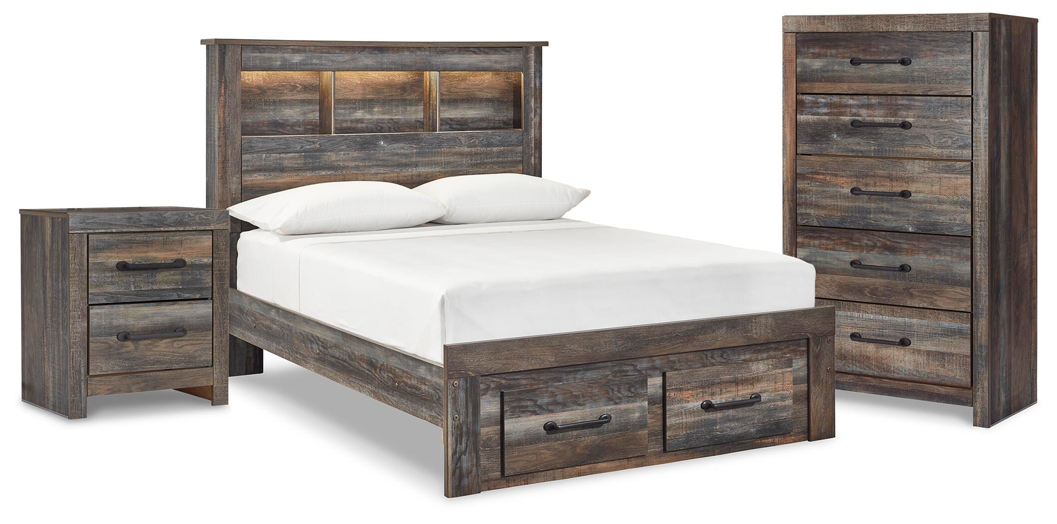 J&M Furniture - Ashley Furniture - Drystan Full Bookcase Storage Bed, Chest and Nightstand - Full Bookcase Storage Bed, Chest and Nightstand - B211B114