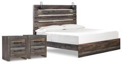 J&M Furniture - Ashley Furniture - Drystan King Panel Bed and 2 Nightstands - King Panel Bed and 2 Nightstands - B211B93