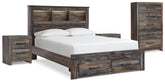 J&M Furniture - Ashley Furniture - Drystan Queen Bookcase Storage Bed, Chest and 2 Nightstands - Queen Bookcase Storage Bed, Chest and 2 Nightstands / Multi - B211B69