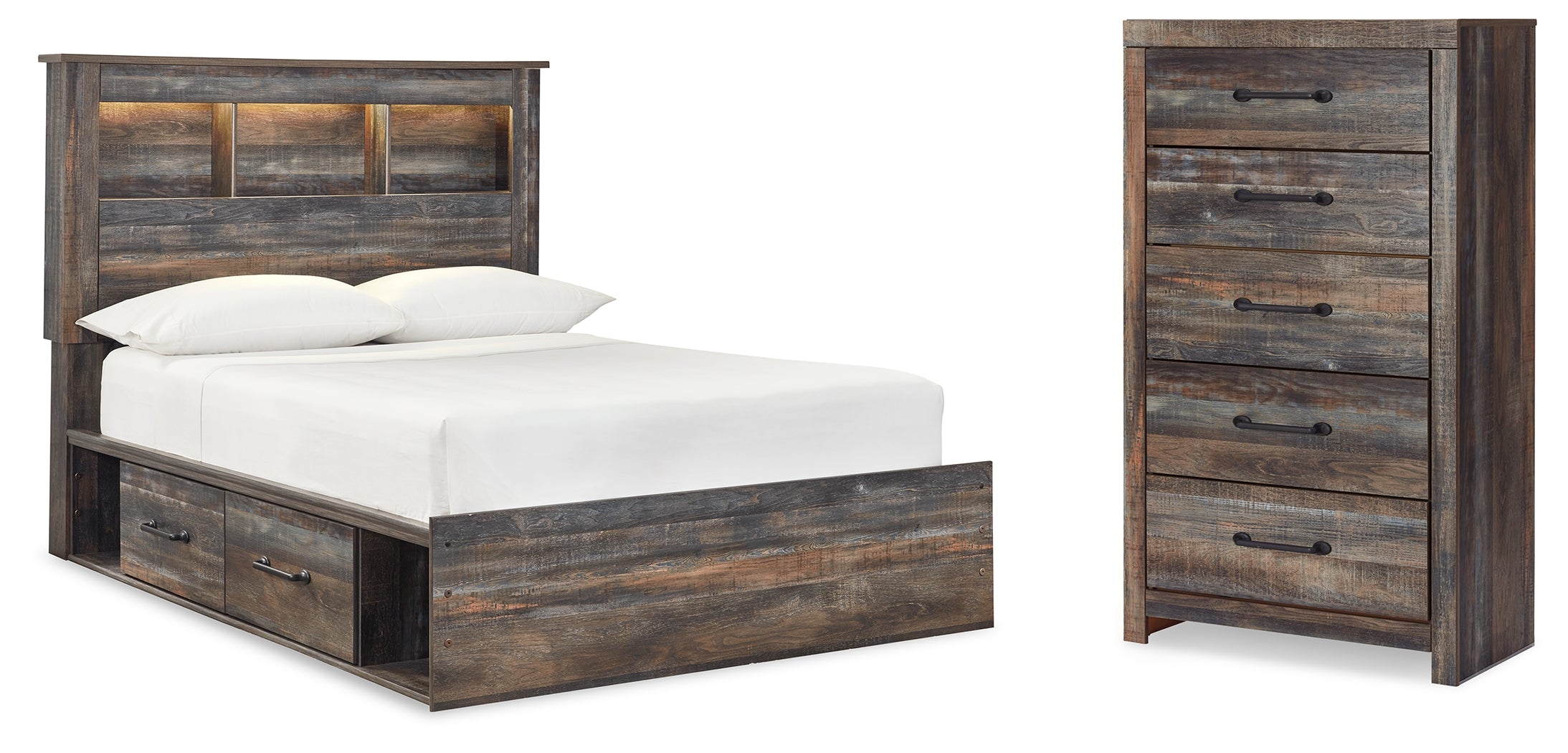 J&M Furniture - Ashley Furniture - Drystan Full Bookcase Storage Bed and Chest - Full Bookcase Storage Bed and Chest - B211B88