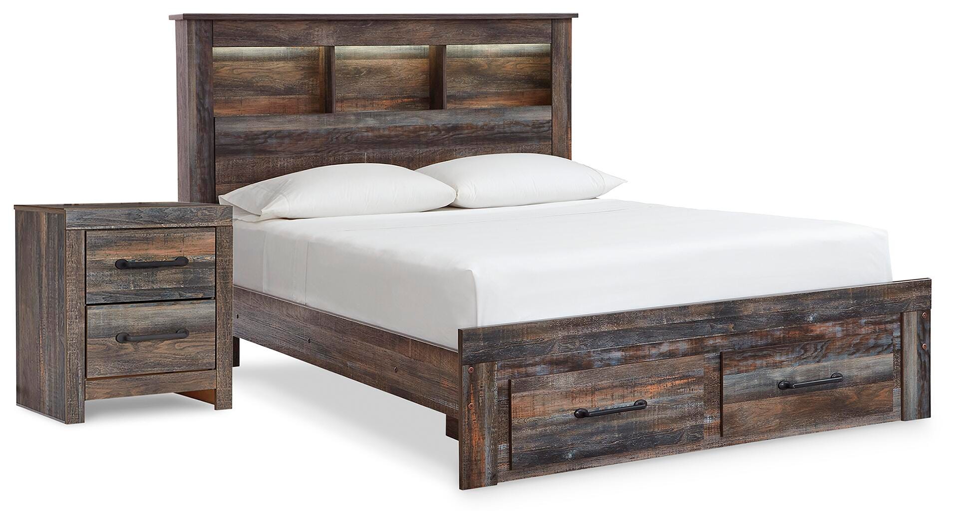 J&M Furniture - Ashley Furniture - Drystan Full Bookcase Storage Bed and Nightstand - Full Bookcase Storage Bed and Nightstand - B211B122