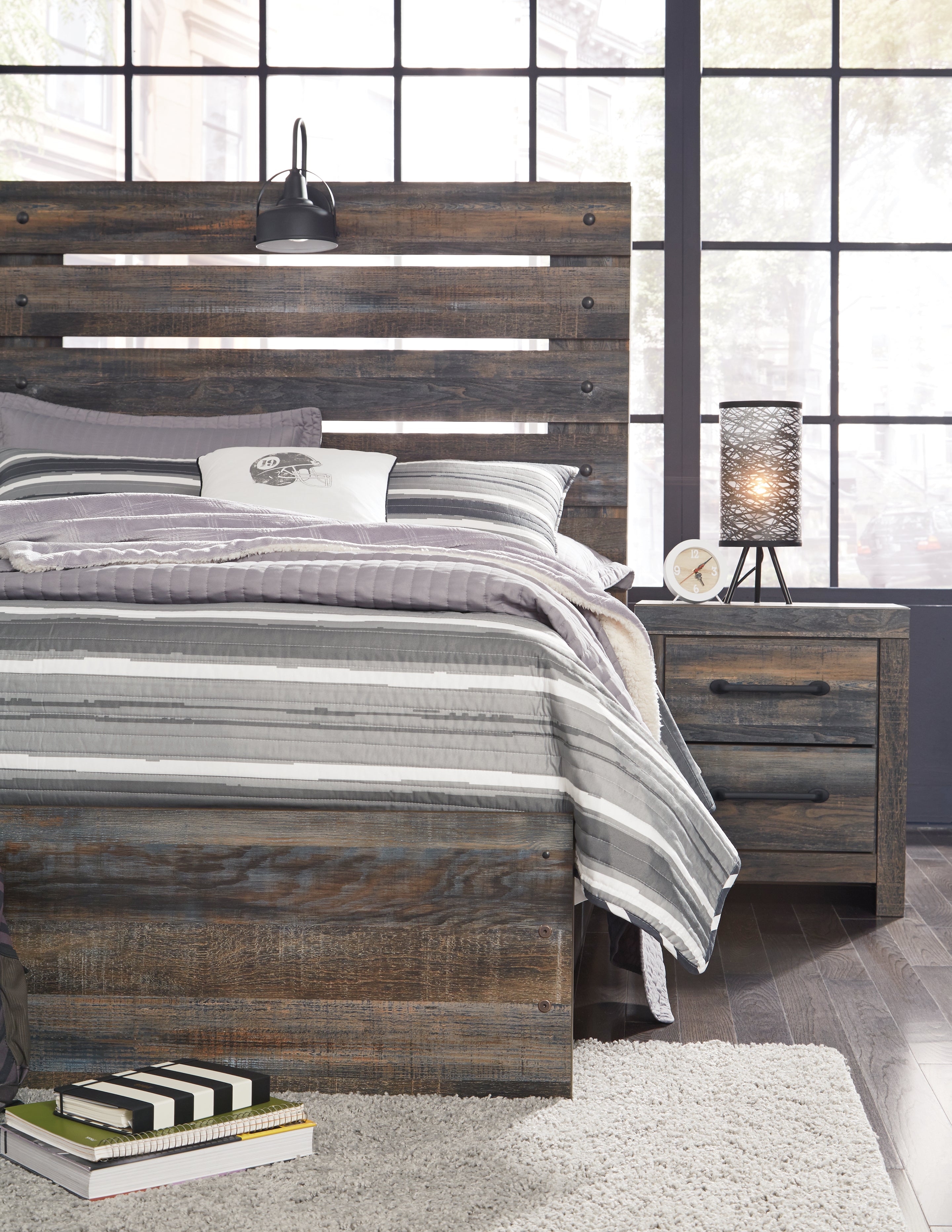 J&M Furniture - Ashley Furniture - Drystan Full Panel Bed and 2 Nightstands - Full Panel Bed and 2 Nightstands - B211B78