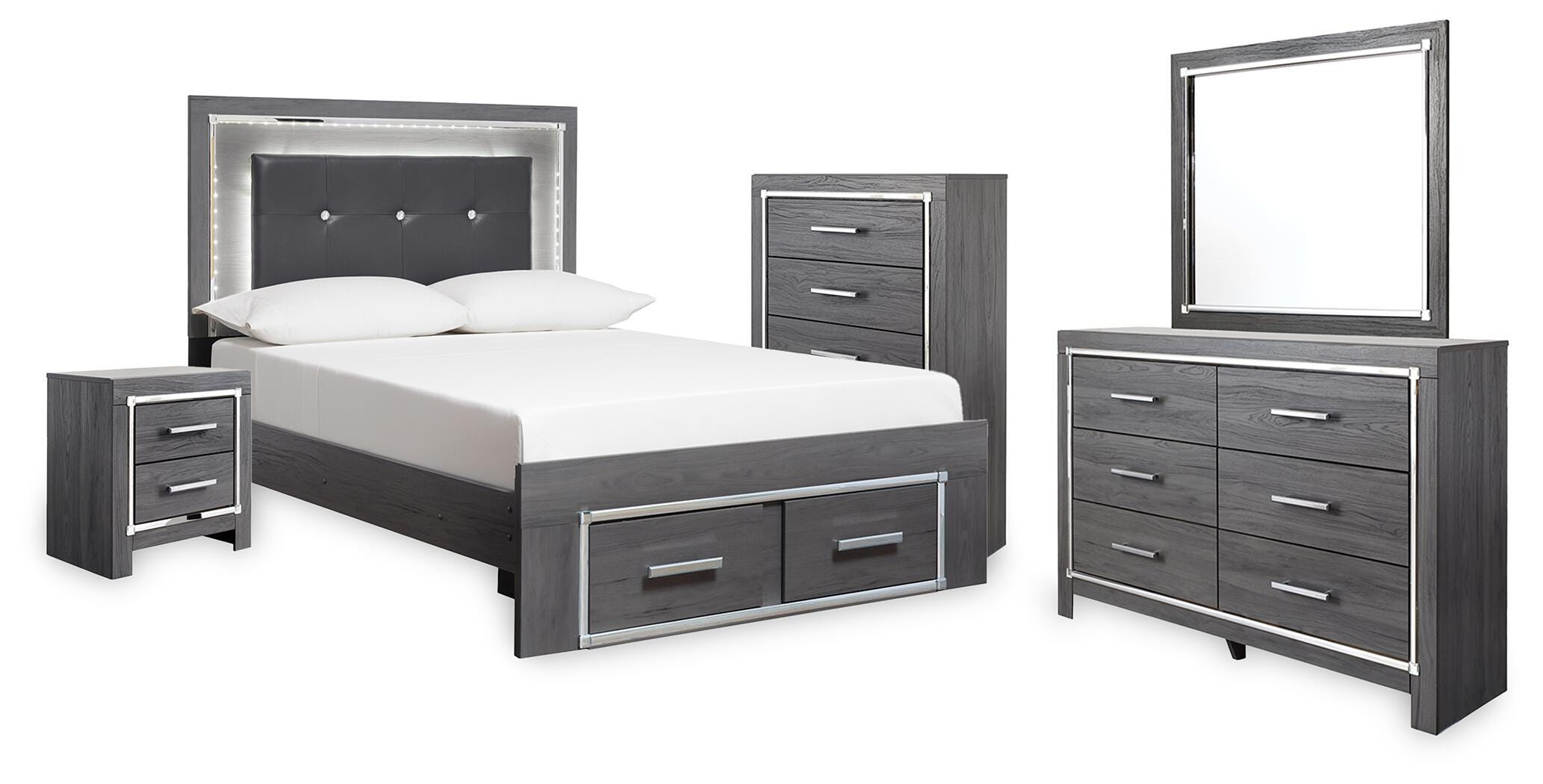 J&M Furniture - Ashley Furniture - Lodanna Full Storage Bed, Dresser, Mirror, Chest and Nightstand - Full Storage Bed, Dresser, Mirror, Chest and Nightstand - B214B59