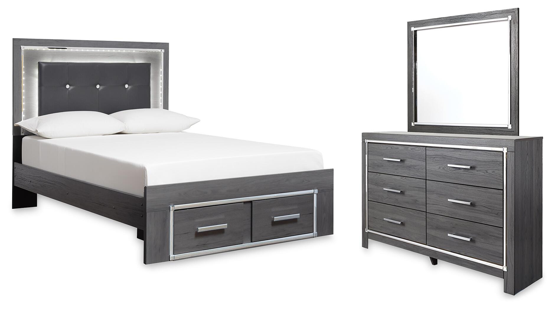 J&M Furniture - Ashley Furniture - Lodanna Full Storage Bed, Dresser and Mirror - Full Storage Bed, Dresser and Mirror - B214B9