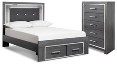 J&M Furniture - Ashley Furniture - Lodanna Full Upholstered Panel Storage Bed and Chest - Full Upholstered Panel Storage Bed and Chest - B214B62