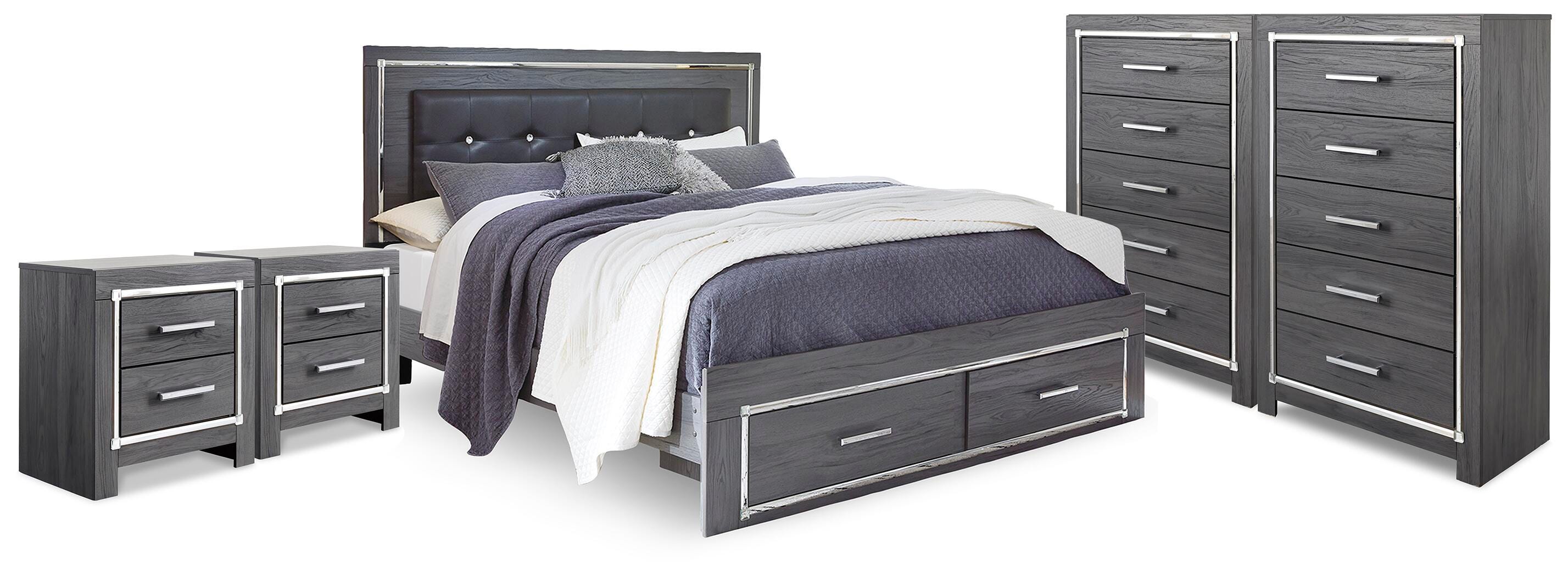 J&M Furniture - Ashley Furniture - Lodanna King Storage Bed, 2 Chests and 2 Nightstands - King Storage Bed, 2 Chests and 2 Nightstands - B214B58