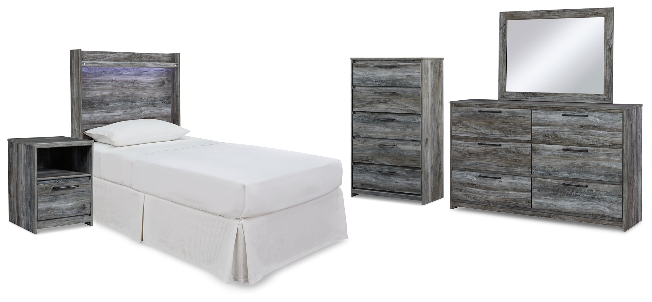 J&M Furniture - Ashley Furniture - Baystorm Twin Panel Headboard Bed, Dresser, Mirror and Nightstand - Twin Panel Headboard Bed, Dresser, Mirror and Nightstand - B221B74