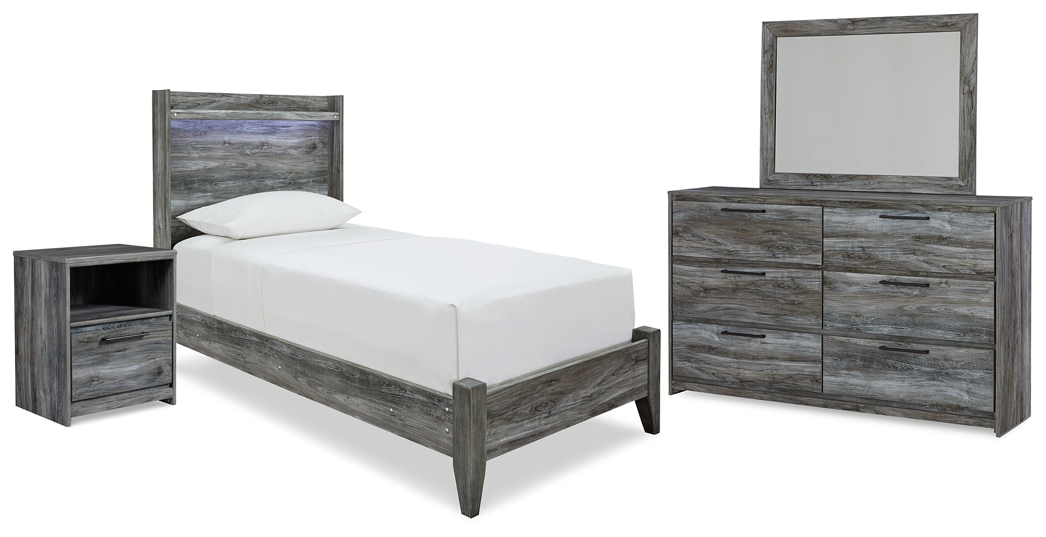 J&M Furniture - Ashley Furniture - Baystorm Twin Panel Bed, Dresser, Mirror and Nightstand - Twin Panel Bed, Dresser, Mirror and Nightstand - B221B61