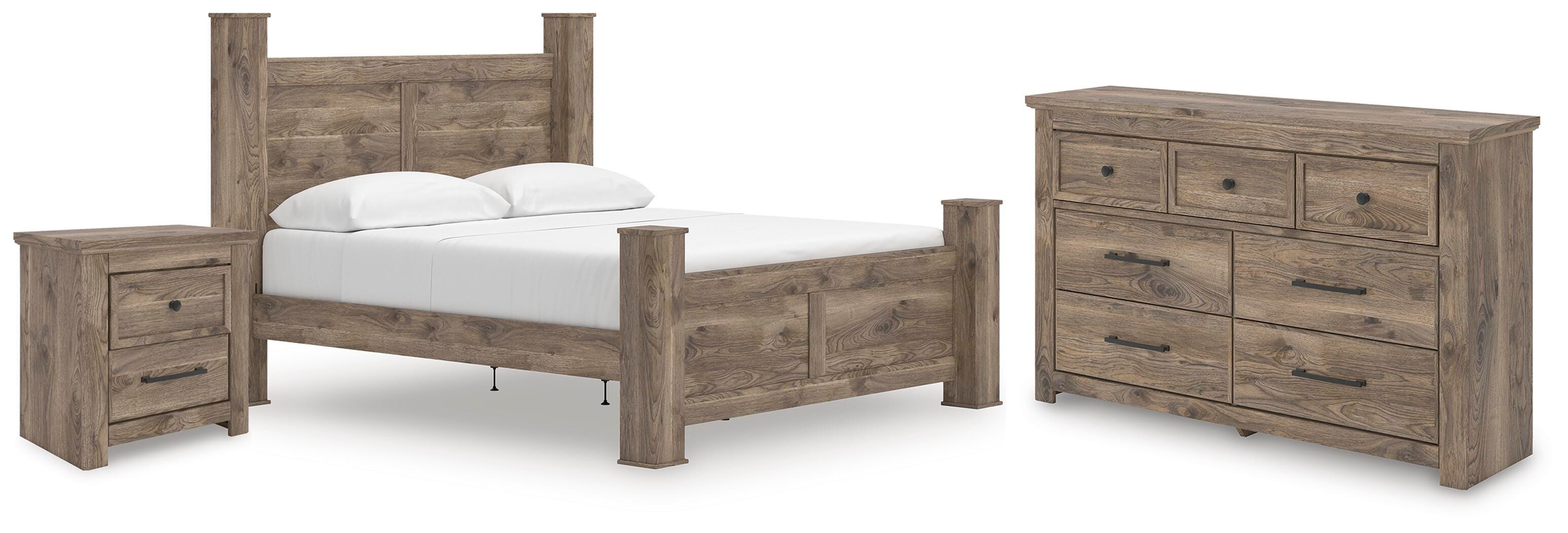 J&M Furniture - Ashley Furniture - Rusticott King Poster Bed, Dresser and Nightstand - King Poster Bed, Dresser and Nightstand - PCB2260B9