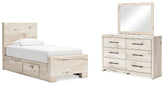 J&M Furniture - Ashley Furniture - Lawroy Twin Panel Bed with Storage, Dresser and Mirror - Twin Panel Bed with Storage, Dresser and Mirror - B2310B36