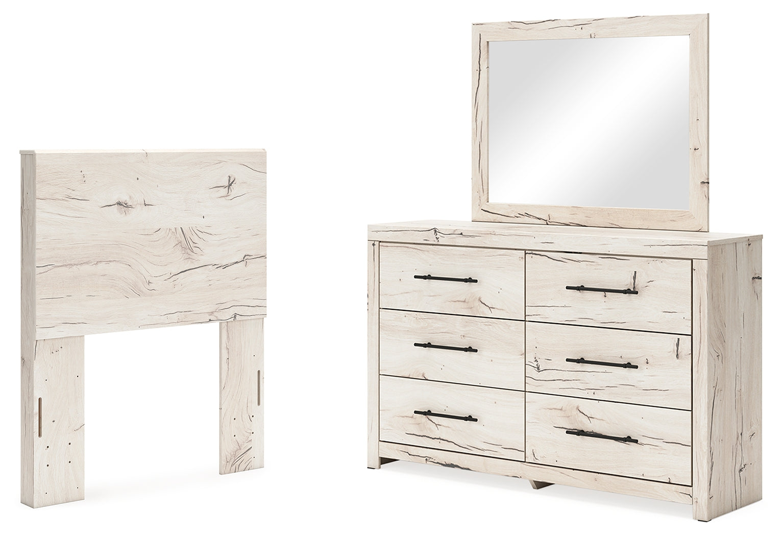 J&M Furniture - Ashley Furniture - Lawroy Twin Panel Headboard, Dresser and Mirror - Twin Panel Headboard, Dresser and Mirror - B2310B27