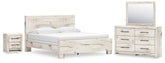 J&M Furniture - Ashley Furniture - Lawroy King Panel Bed, Dresser, Mirror and Nightstand - King Panel Bed, Dresser, Mirror and Nightstand - B2310B44