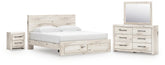 J&M Furniture - Ashley Furniture - Lawroy King Panel Storage Bed, Dresser, Mirror and Nightstand - King Panel Storage Bed, Dresser, Mirror and Nightstand - B2310B46