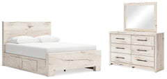 J&M Furniture - Ashley Furniture - Lawroy Queen Panel Bed with Storage, Dresser and Mirror - Queen Panel Bed with Storage, Dresser and Mirror - B2310B29