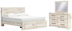J&M Furniture - Ashley Furniture - Lawroy King Panel Storage Bed, Dresser and Mirror - King Panel Storage Bed, Dresser and Mirror - B2310B35