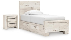 J&M Furniture - Ashley Furniture - Lawroy Twin Panel Bed with Storage and Nightstand - Twin Panel Bed with Storage and Nightstand - B2310B53