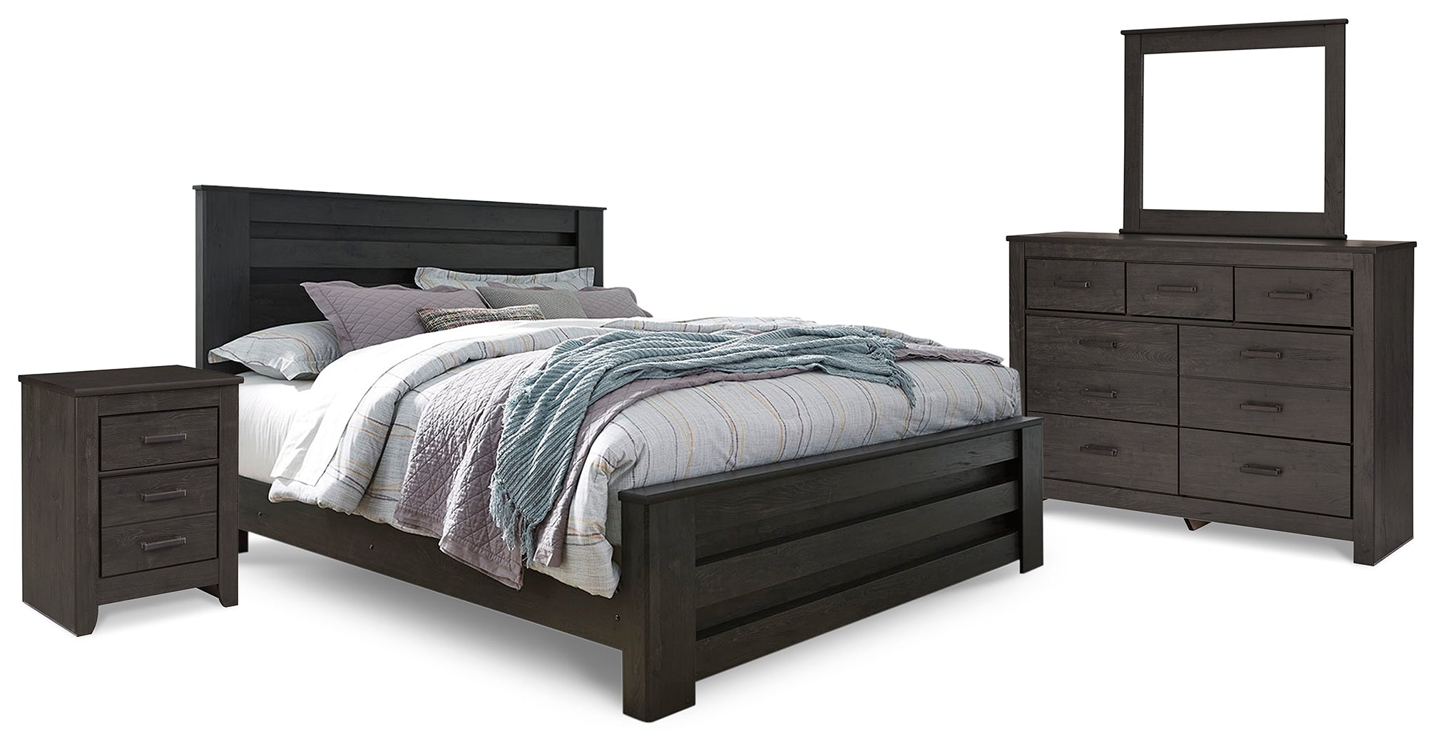 J&M Furniture - Ashley Furniture - Brinxton King Panel Bed, Dresser, Mirror and Nightstand - King Panel Bed, Dresser, Mirror and Nightstand - B249B8