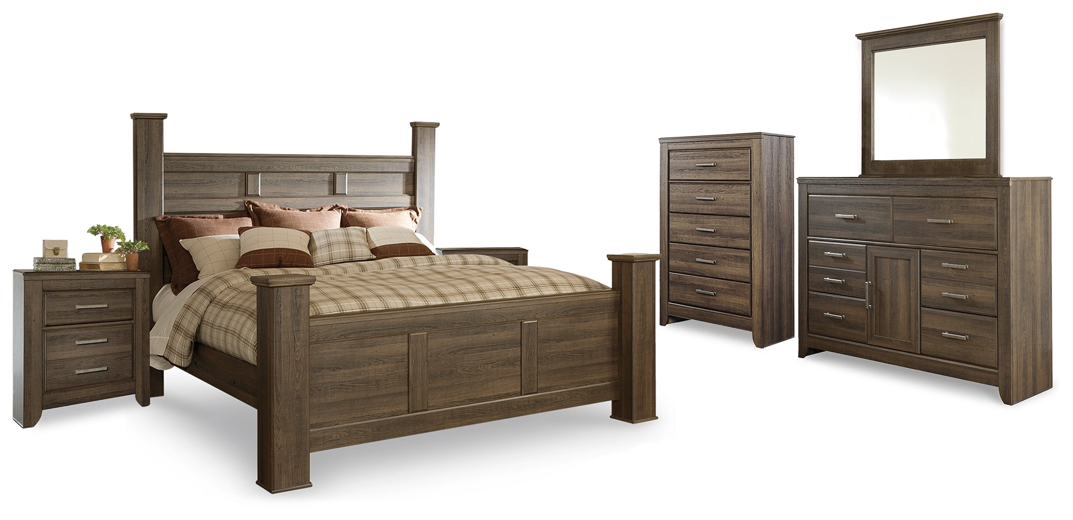J&M Furniture - Ashley Furniture - Juararo King Poster Bed, Dresser, Mirror, Chest and 2 Nightstands - King Poster Bed, Dresser, Mirror, Chest and 2 Nightstands - B251B30