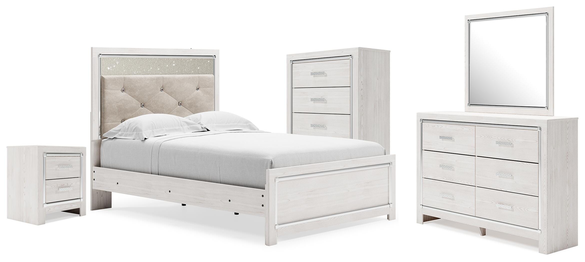 J&M Furniture - Ashley Furniture - Altyra Full Upholstered Panel Bed, Dresser, Mirror, Chest and Nightstand - Full Upholstered Panel Bed, Dresser, Mirror, Chest and Nightstand - B2640B78