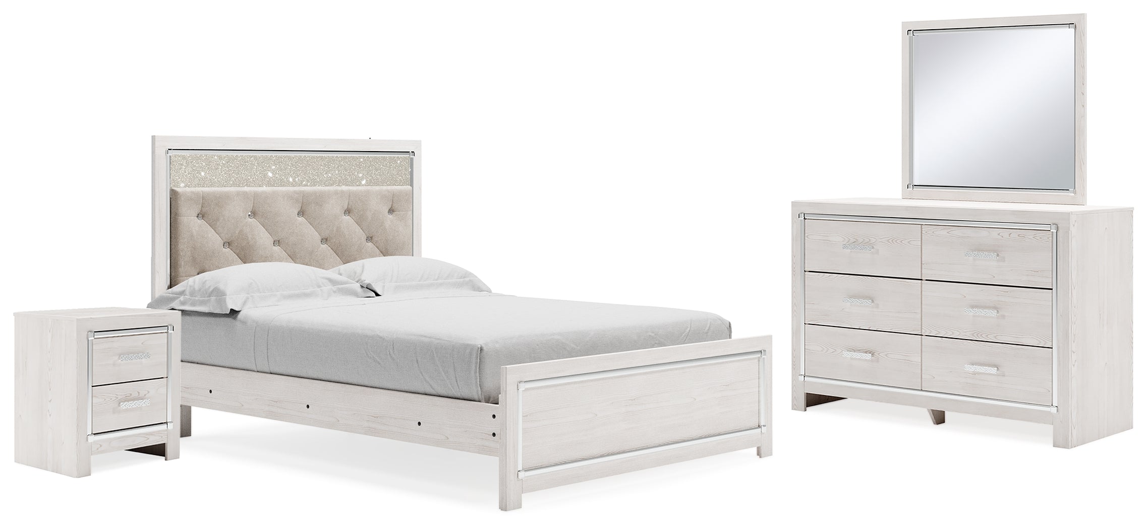 J&M Furniture - Ashley Furniture - Altyra Queen Upholstered Panel Bed, Dresser, Mirror, and Nightstand - Queen Upholstered Panel Bed, Dresser, Mirror, and Nightstand - B2640B33