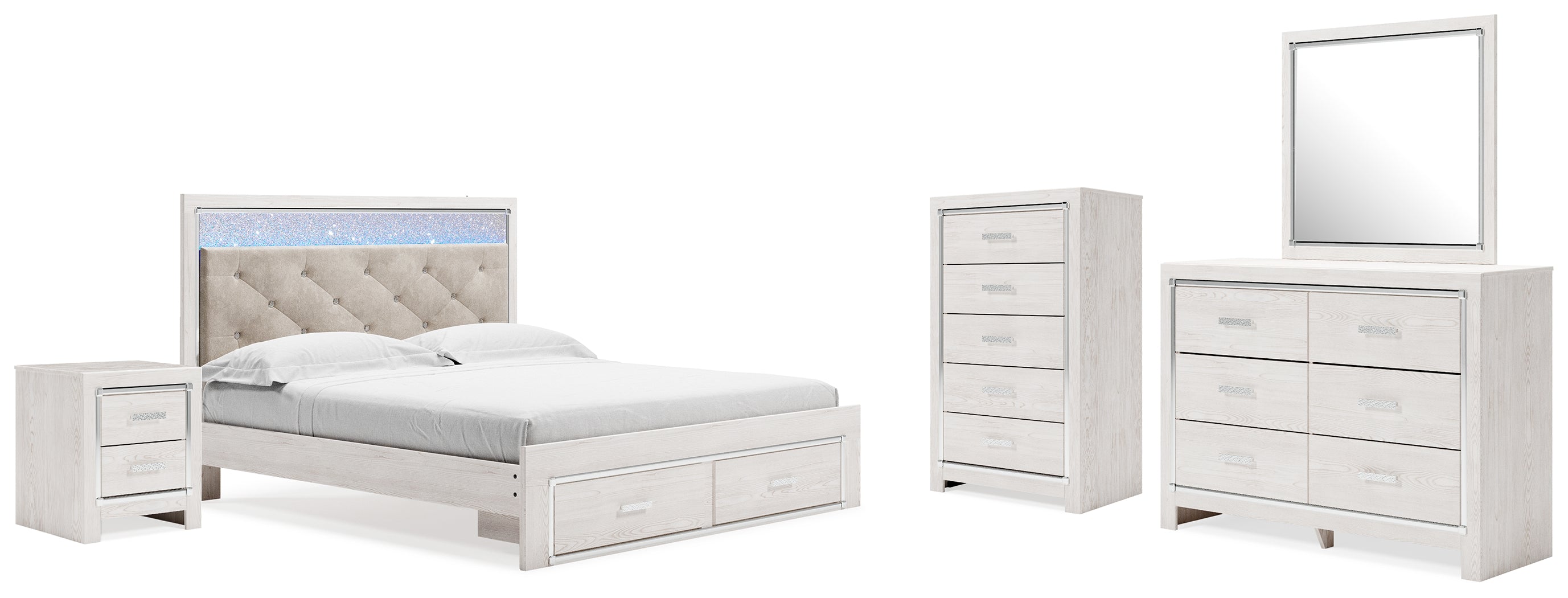 J&M Furniture - Ashley Furniture - Altyra King Upholstered Storage Bed, Dresser, Mirror, Chest, and Nightstand - King Upholstered Storage Bed, Dresser, Mirror, Chest, and Nightstand - B2640B40