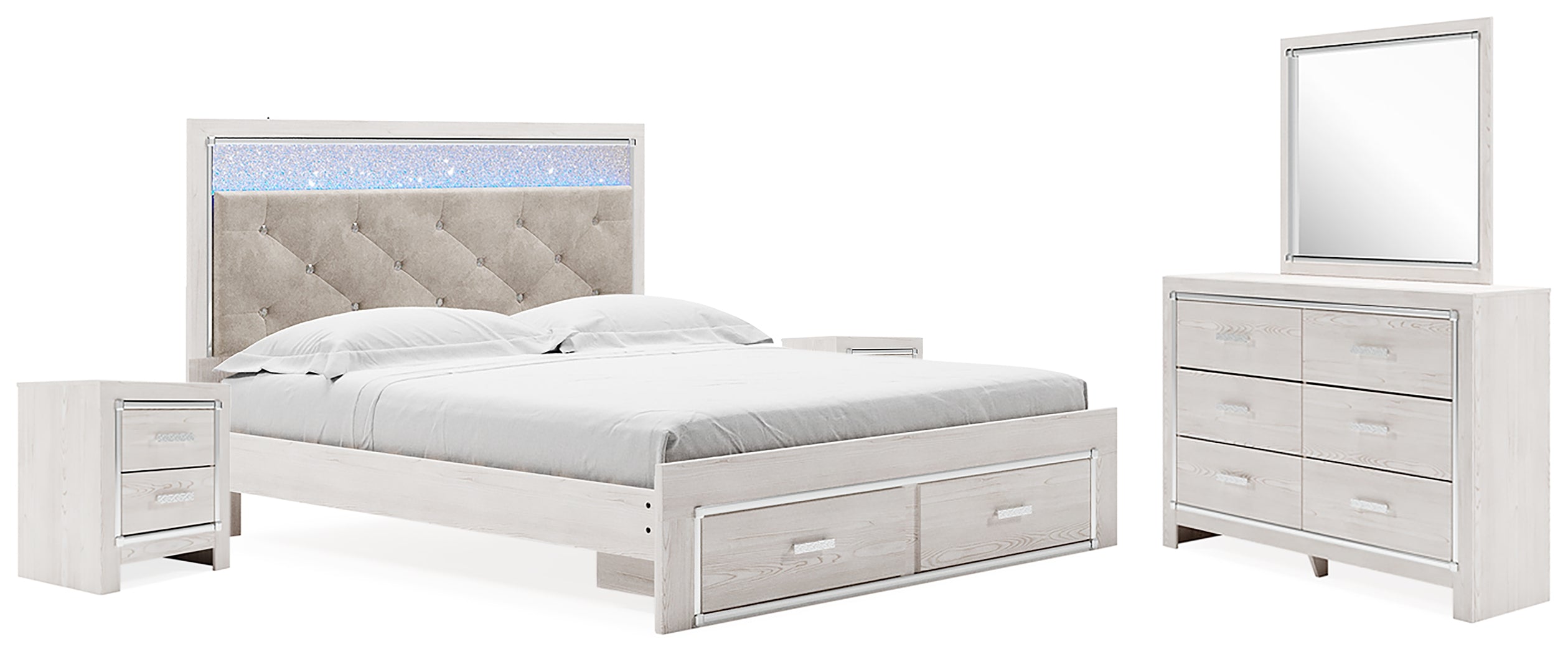 J&M Furniture - Ashley Furniture - Altyra King Upholstered Storage Bed, Dresser, Mirror and 2 Nightstands - King Upholstered Storage Bed, Dresser, Mirror and 2 Nightstands - B2640B37