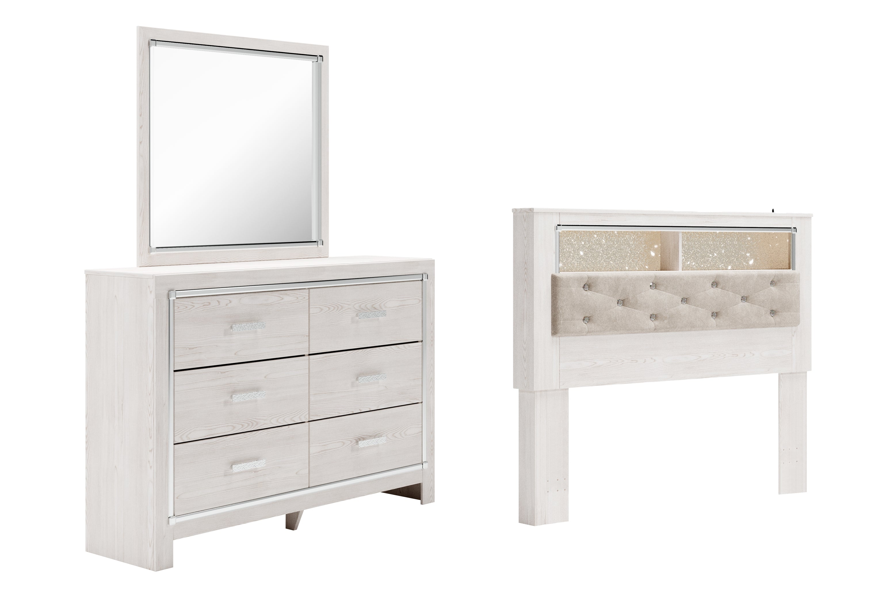 J&M Furniture - Ashley Furniture - Altyra Queen Bookcase Headboard, Dresser and Mirror - Queen Bookcase Headboard, Dresser and Mirror - B2640B55