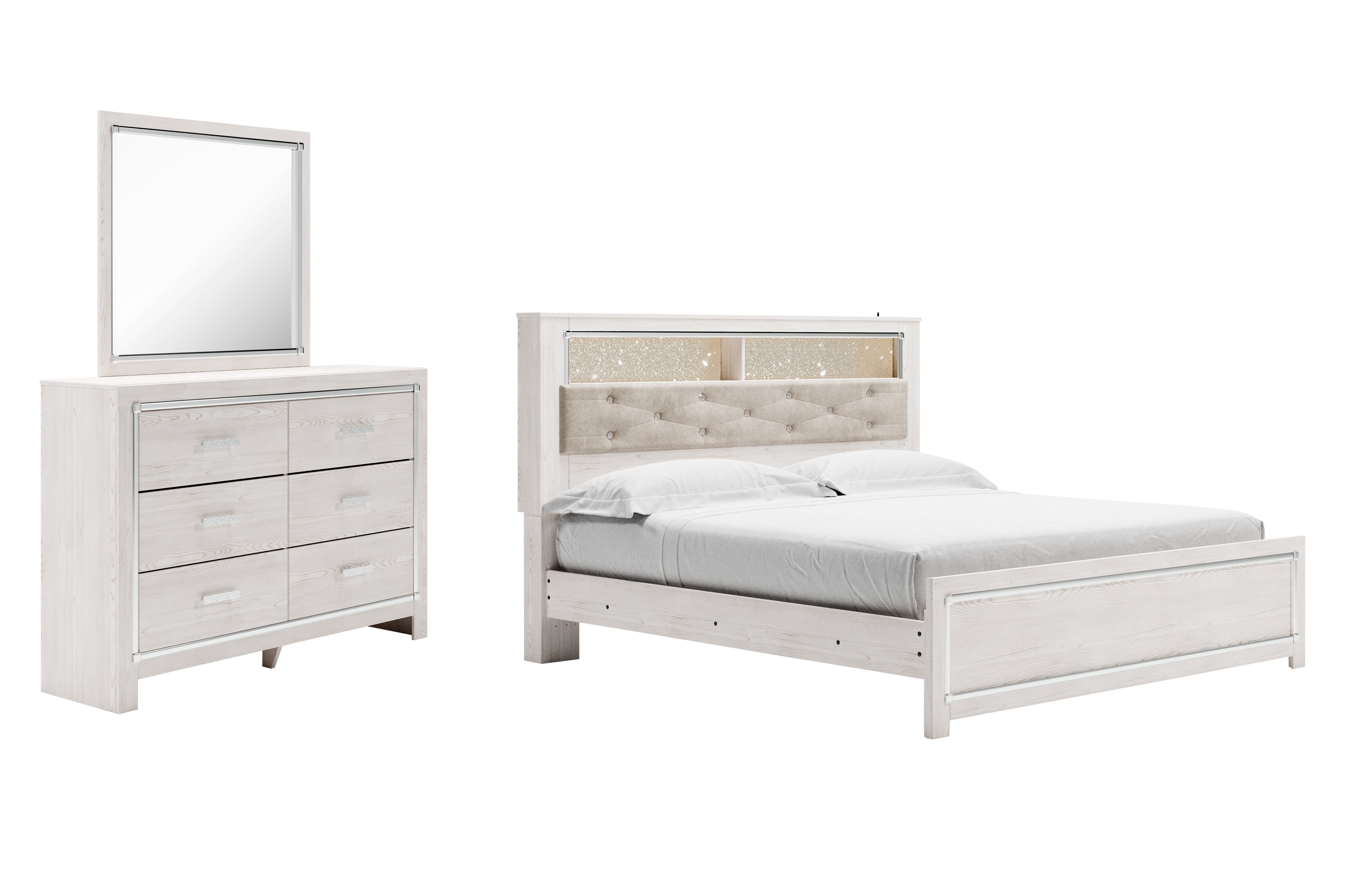 J&M Furniture - Ashley Furniture - Altyra King Panel Bookcase Bed, Dresser and Mirror - King Panel Bookcase Bed, Dresser and Mirror - B2640B58