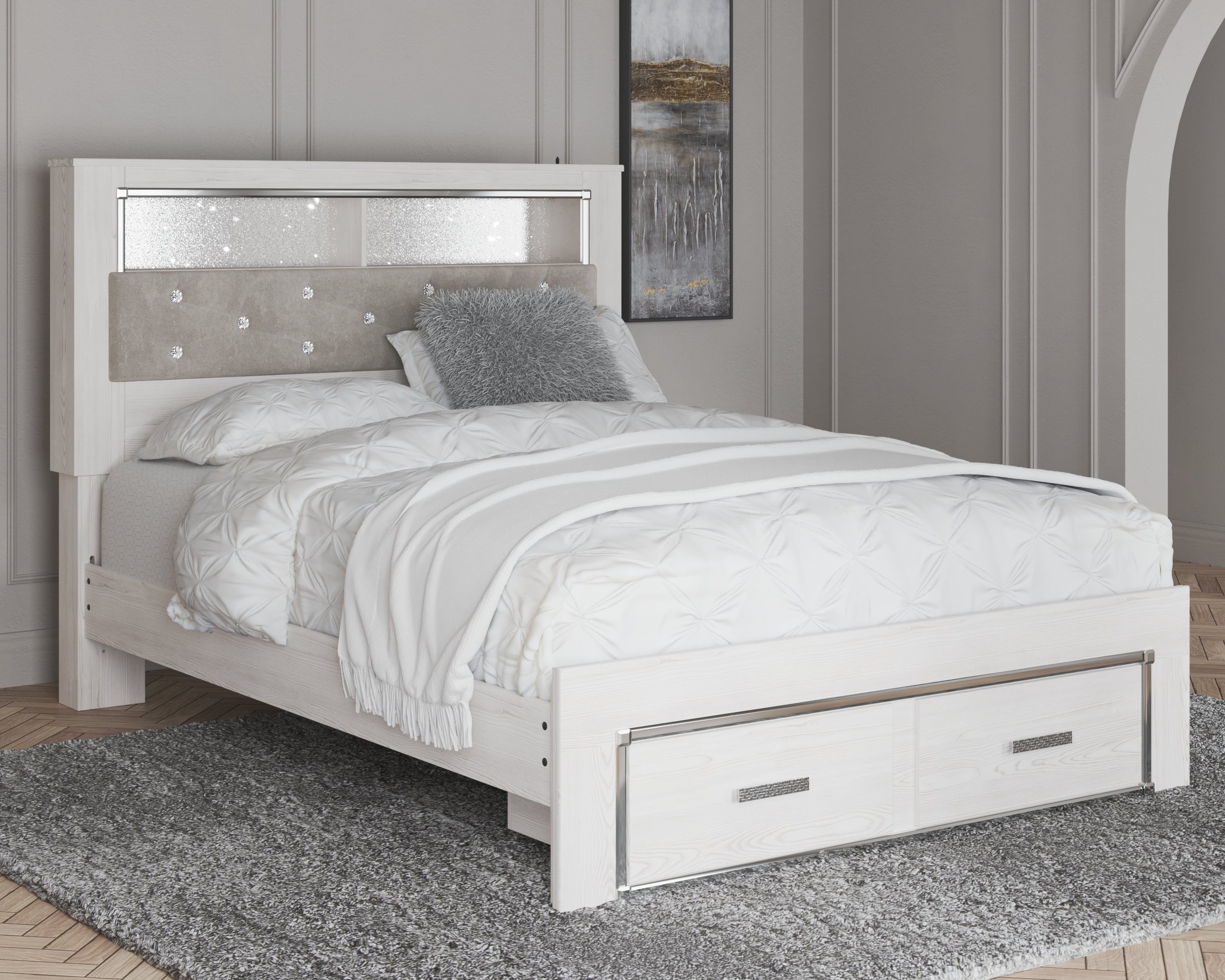 J&M Furniture - Ashley Furniture - Altyra Queen Upholstered Bookcase Bed with Storage - Queen Upholstered Bookcase Bed with Storage - B2640B19