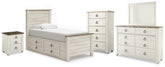 J&M Furniture - Ashley Furniture - Willowton Twin Bed with Storage, Dresser, Mirror, Chest and Nightstand - Twin Bed with Storage, Dresser, Mirror, Chest and Nightstand - B267B65