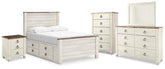 J&M Furniture - Ashley Furniture - Willowton Full Panel Bed with storage, Dresser, Mirror, Chest and Nightstand - Full Panel Bed with storage, Dresser, Mirror, Chest and Nightstand - B267B12