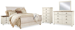 J&M Furniture - Ashley Furniture - Willowton King Sleigh Bed, Dresser, Mirror, Chest and 2 Nightstands - King Sleigh Bed, Dresser, Mirror, Chest and 2 Nightstands - B267B44