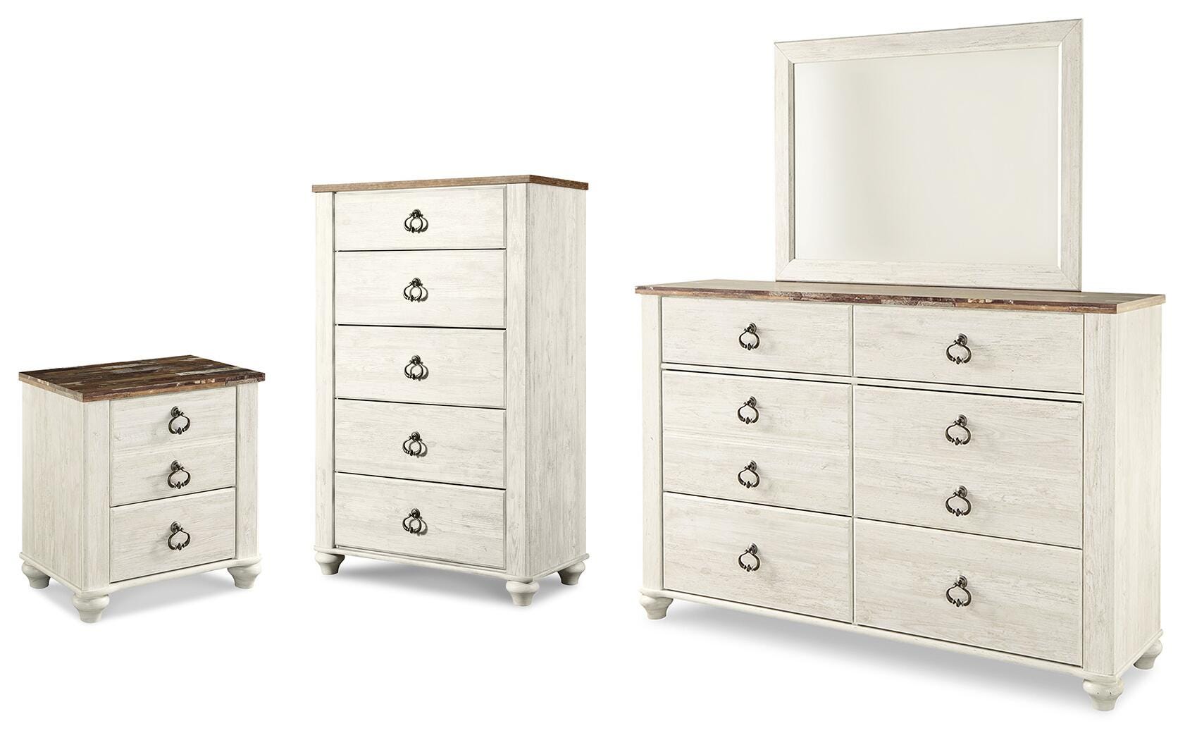 J&M Furniture - Ashley Furniture - Willowton Dresser, Mirror, Chest and Nightstand - Dresser, Mirror, Chest and Nightstand - B267B76