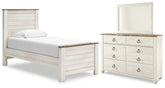 J&M Furniture - Ashley Furniture - Willowton Twin Panel Bed, Dresser and Mirror - Twin Panel Bed, Dresser and Mirror - B267B51
