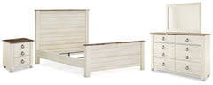 J&M Furniture - Ashley Furniture - Willowton Queen Panel Bed, Dresser, Mirror, and Nightstand - Queen Panel Bed, Dresser, Mirror, and Nightstand - B267B37