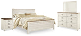 J&M Furniture - Ashley Furniture - Willowton King Panel Bed, Dresser, Mirror, and Nightstand - King Panel Bed, Dresser, Mirror, and Nightstand - B267B38