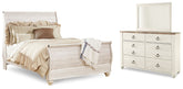 J&M Furniture - Ashley Furniture - Willowton Queen Sleigh Bed, Dresser and Mirror - Queen Sleigh Bed, Dresser and Mirror / Whitewash - B267B7