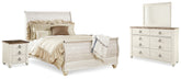 J&M Furniture - Ashley Furniture - Willowton Queen Sleigh Bed, Dresser, Mirror and 2 Nightstands - Queen Sleigh Bed, Dresser, Mirror and 2 Nightstands - B267B55