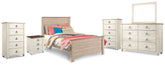 J&M Furniture - Ashley Furniture - Willowton Full Panel Bed, Dresser, Mirror, 2 Chests and nightstand - Full Panel Bed, Dresser, Mirror, 2 Chests and nightstand - B267B40