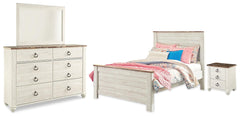 J&M Furniture - Ashley Furniture - Willowton Full Panel Bed, Dresser, Mirror, Chest and Nightstand - Full Panel Bed, Dresser, Mirror, Chest and Nightstand - B267B64