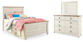 J&M Furniture - Ashley Furniture - Willowton Full Panel Bed with Storage, Dresser and Mirror - Full Panel Bed with Storage, Dresser and Mirror - B267B52