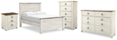 J&M Furniture - Ashley Furniture - Willowton Full Panel Bed, Dresser, Chest and Nightstand - Full Panel Bed, Dresser, Chest and Nightstand - B267B73