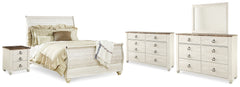 J&M Furniture - Ashley Furniture - Willowton Queen Bed, Dresser, Mirror and Chest - Queen Bed, Dresser, Mirror and Chest - B267B58