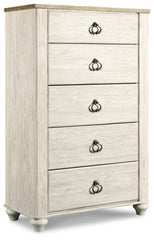 Willowton King Sleigh Bed, Dresser, Mirror, Chest and Nightstand
