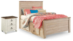 J&M Furniture - Ashley Furniture - Willowton Full Panel Bed with Storage and Nightstand - Full Panel Bed with Storage and Nightstand - B267B66