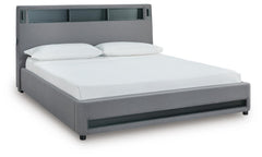 Verishaw California King Upholstered Bed with Wireless Audio