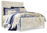 J&M Furniture - Ashley Furniture - Bellaby Queen Crossbuck Panel Bed, Dresser, Mirror and 2 Nightstands - Queen Crossbuck Panel Bed, Dresser, Mirror and 2 Nightstands / Whitewash - B331B13